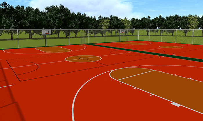 Multisport court with Basketball and Futsal Line